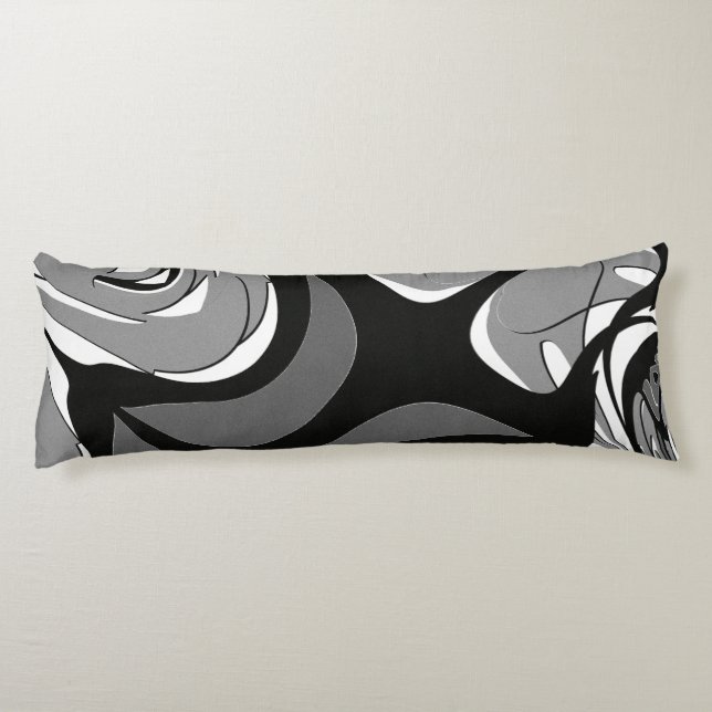 Black and White Shape Art Body Pillow (Back)