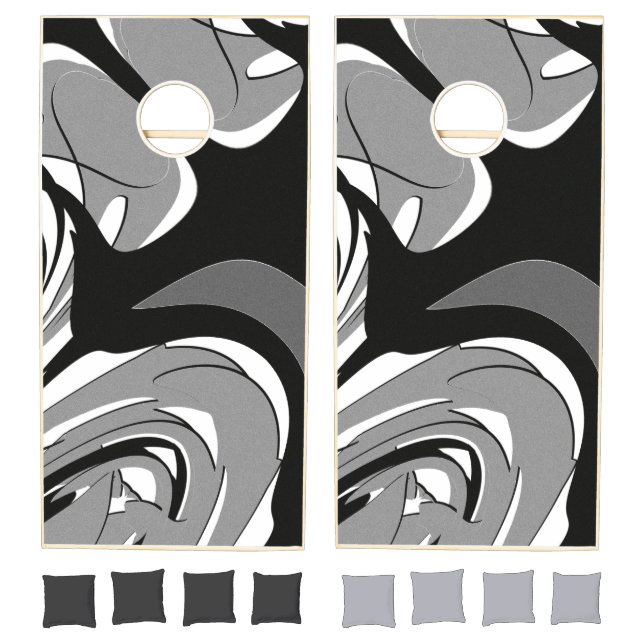 Black and White Shape Art Cornhole Set (Set)