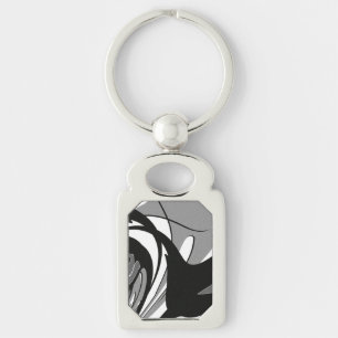 Black and White Shape Art Keychain
