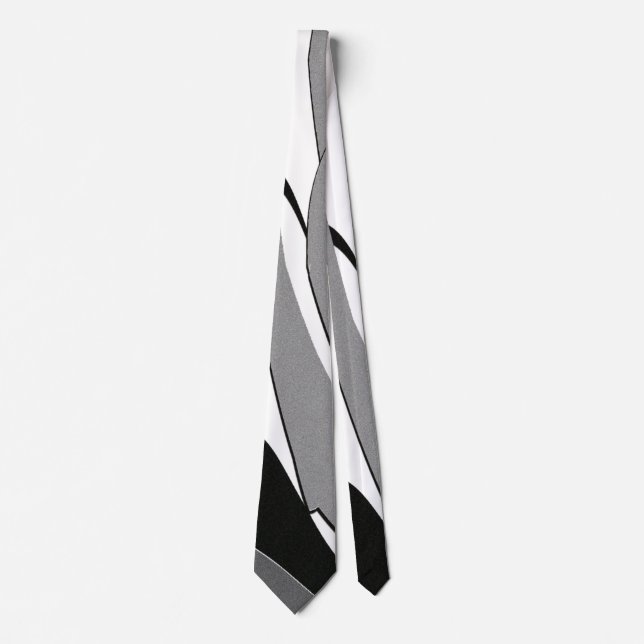 Black and White Shape Art Neck Tie (Front)