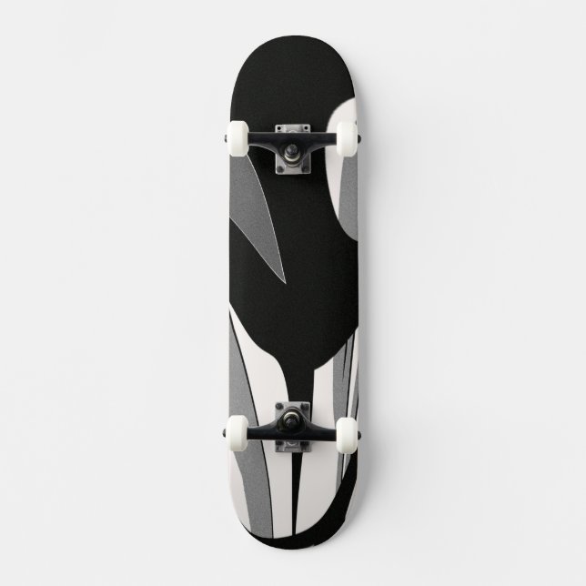 Black and White Shape Art Skateboard Deck (Front)