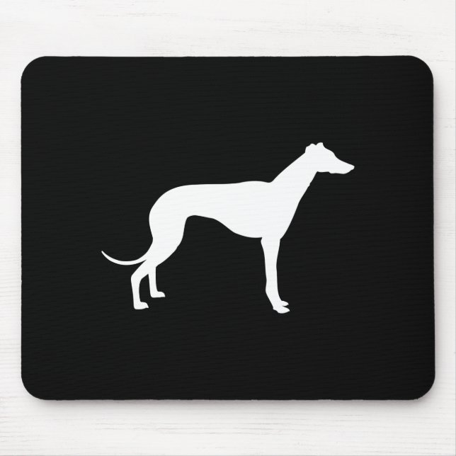 Black and White Shape of Greyhound Mouse Pad (Front)