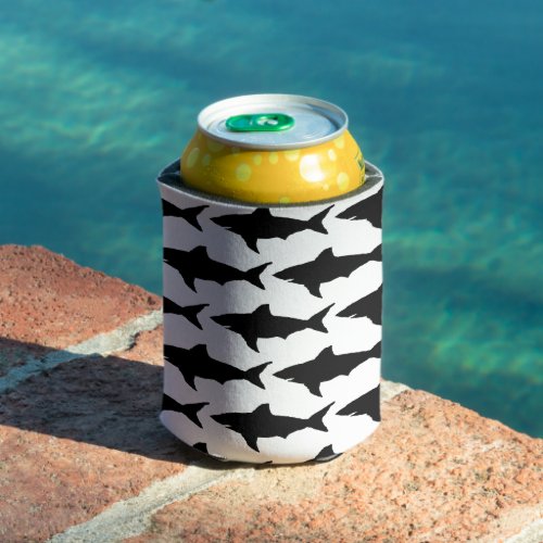 Black and white shark fish pattern can cooler
