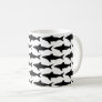 Black and white shark fish pattern coffee mug