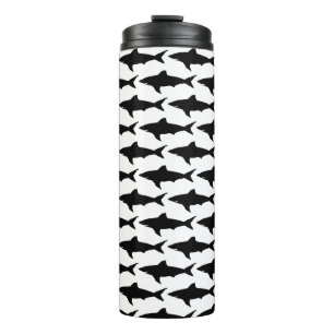 Black and white shark fish pattern Thermal Tumbler
