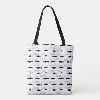 Black And White Shark Pattern Tote Bag by cartoonbeing at Zazzle