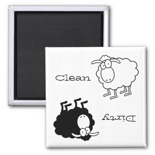 Black and white sheep Clean_Dirty Magnet