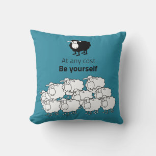 Black and white sheep throw pillow