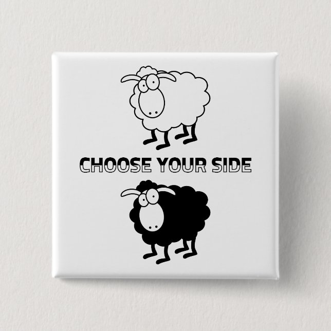 Black and white sheeps Motivational  Button (Front)