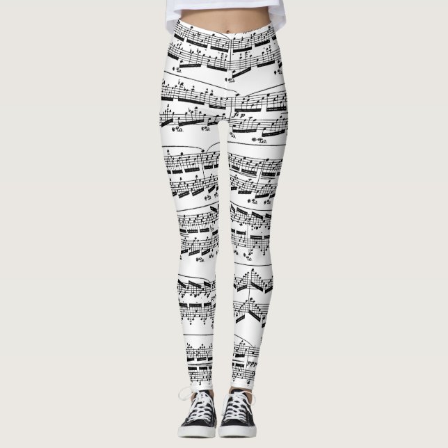 Black and White Sheet Music  Leggings (Front)