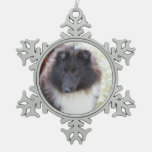 Black And White Sheltie Snowflake Pewter Christmas Ornament at Zazzle