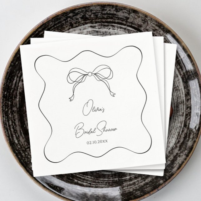 Black and White She's Tying the Knot Bridal Shower Napkins (Creator Uploaded)