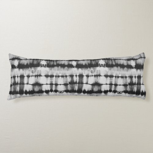 Black and white shibori tie dye stripes body pillow