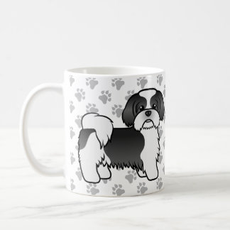 Black And White Shih Tzu Cute Cartoon Dog Coffee Mug