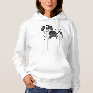 Black And White Shih Tzu Cute Cartoon Dog Hoodie