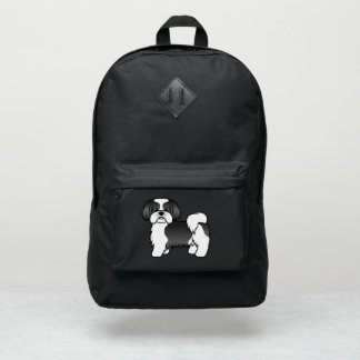 Black And White Shih Tzu Cute Cartoon Dog Port Authority® Backpack