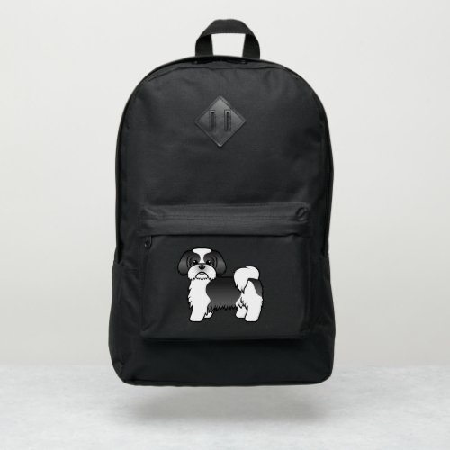 Black And White Shih Tzu Cute Cartoon Dog Port Authority Backpack