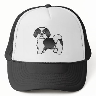 Black And White Shih Tzu Cute Cartoon Dog Trucker Hat
