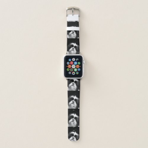 Black and white Shih Tzu dog Apple Watch Band