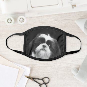 Black And White Shih Tzu Dog Face Mask by ritmoboxer at Zazzle