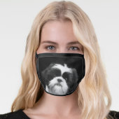 Black and White Shih Tzu dog face mask (Worn Her)