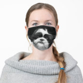 Black and white Shih Tzu dog face mask cover (Worn)