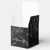 Black and White Shimmer Monogram - Add Your Name Favor Boxes (Opened)