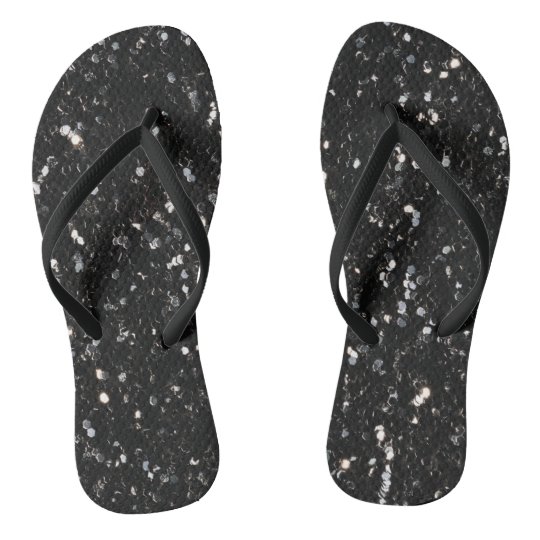 black sparkly flip flops