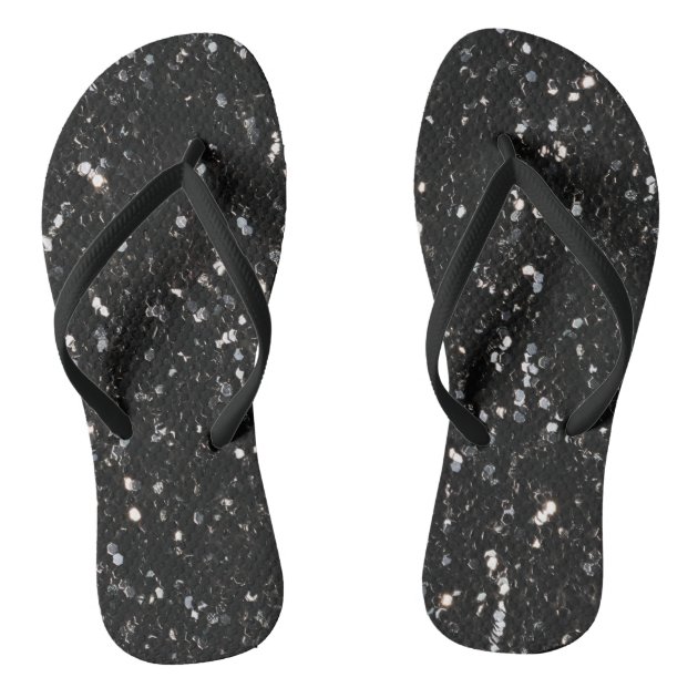 black flip flops with sparkles