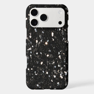 Black and white shiny glitter sparkles iPhone 17 pro max case