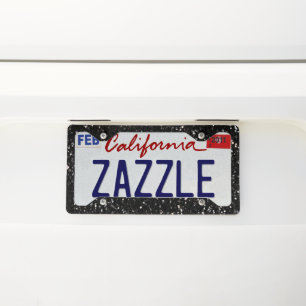 Black and white shiny glitter sparkles license plate frame