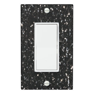 Black and white shiny glitter sparkles light switch cover