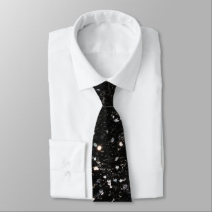 Black and white shiny glitter sparkles neck tie