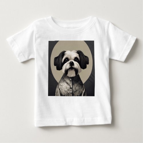 Black and white shitzu dog  baby T_Shirt