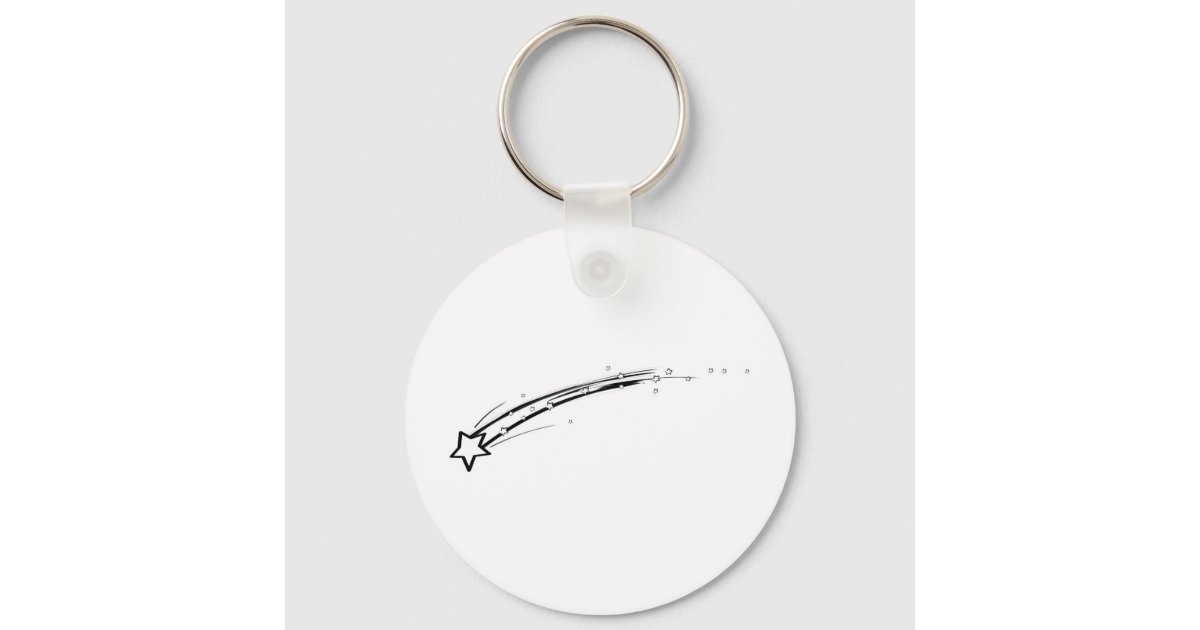 Black and White Shooting Star Keychain Zazzle