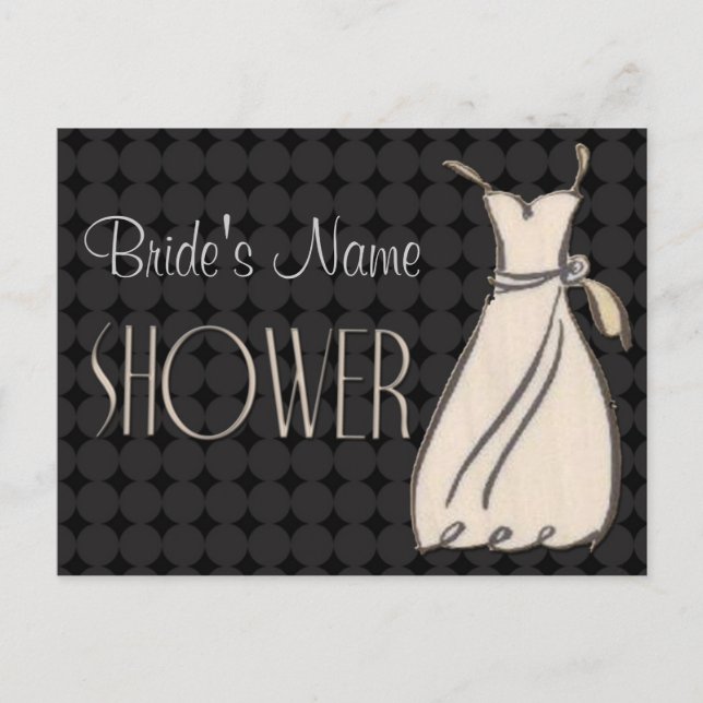 Black and White Shower invitation Postcard (Front)