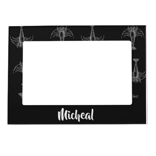 Black and white shrimp pattern magnetic frame