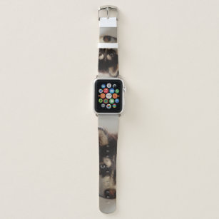 Black and white siberian husky apple watch band