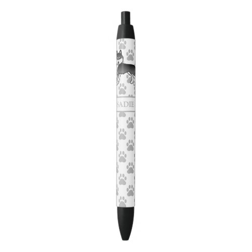 Black And White Siberian Husky Cartoon Dog  Name Black Ink Pen