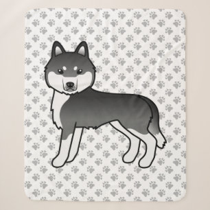 Black And White Siberian Husky Cute Cartoon Dog Sherpa Blanket