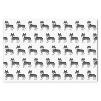 Black And White Siberian Husky Cute Dog Pattern Tissue Paper
