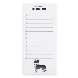 Black And White Siberian Husky Dog To Do List Magnetic Notepad