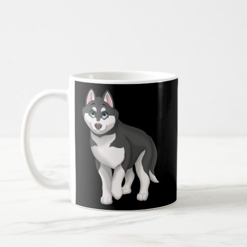 Black and White Siberian Husky Dog with Blue Eyes  Coffee Mug
