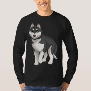 Black and White Siberian Husky Dog with Blue Eyes T-Shirt