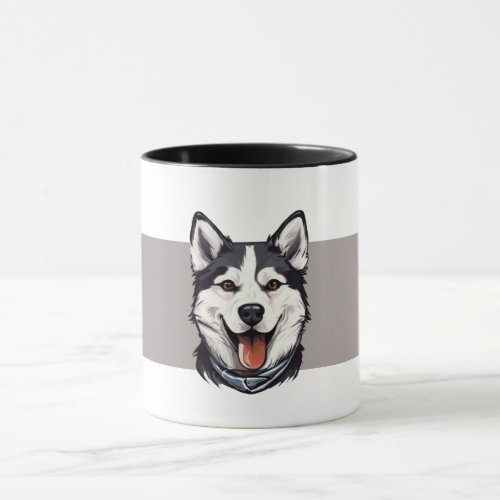 Black and White Siberian Husky Head Mug