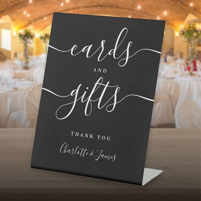 Black And White Signature Script Cards And Gifts Pedestal Sign (Black And White Signature Script Cards And Gifts Pedestal Sign)