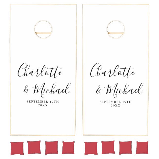 Black And White Signature Script Cornhole Set (Set)