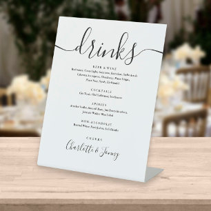 Black And White Signature Script Drinks Menu Pedestal Sign