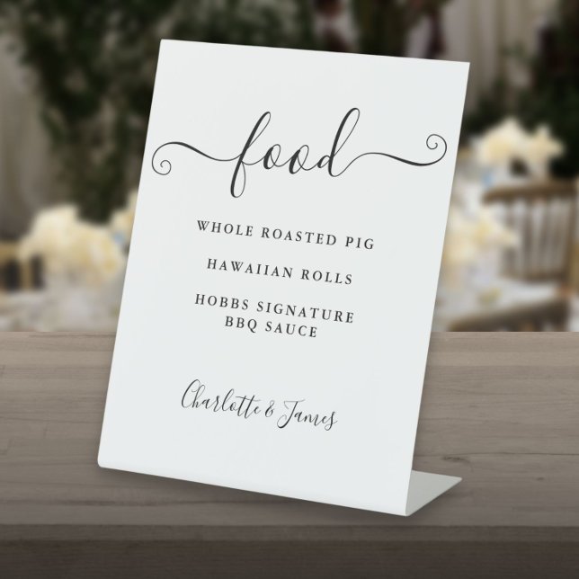 Black And White Signature Script Food Menu Pedestal Sign (Black And White Signature Script Food Menu Pedestal Sign)