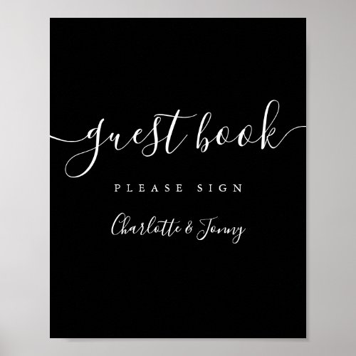 Black And White Signature Script Guest Book Sign